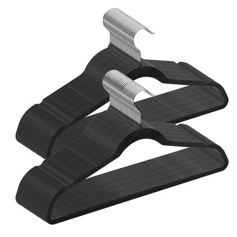 VEVOR Hangers, 11Lbs Load-Bearing, 50 Pack Black Velvet Hangers with 360 Degree Swivel Hook & 0.2 in Ultra-Thin Design, Non-Slip Space Saving Hangers, Fit for Silk Garments, Coats, Sweaters & Straps